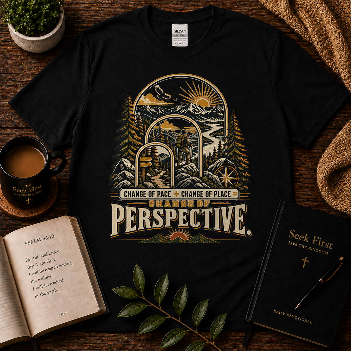 Change of Pace Place and Perspective T-shirt premium Seek First hero