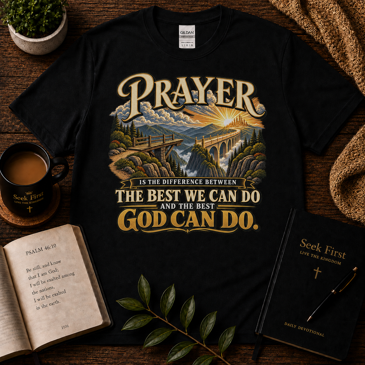 Prayer Is the Difference T-shirt premium Seek First hero