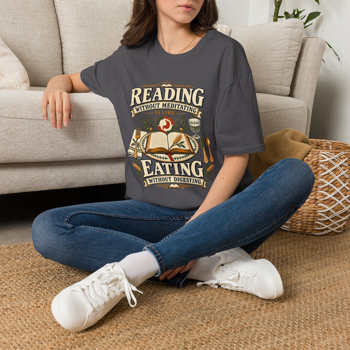 Reading Without Meditating Christian T-shirt mockup view 8