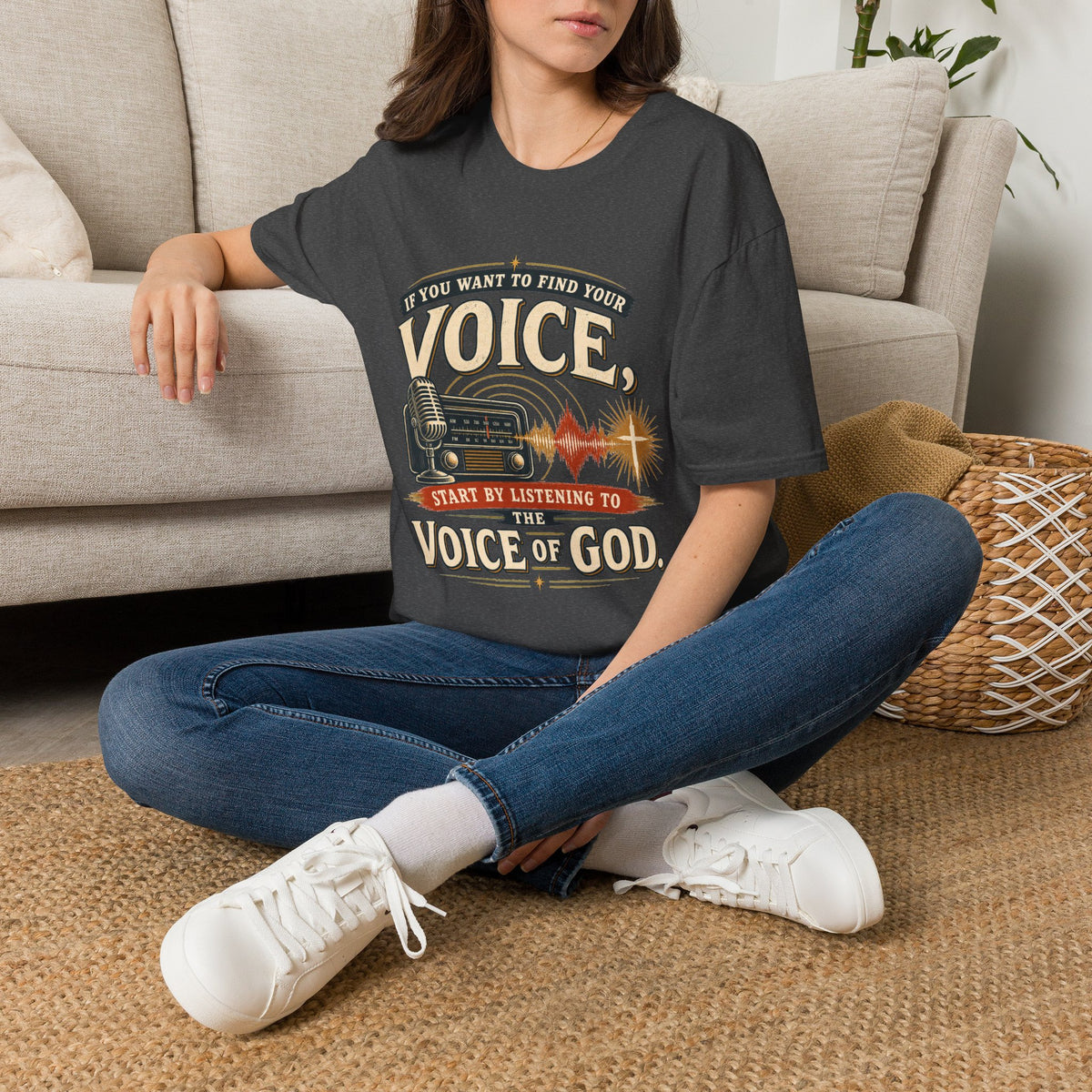Find Your Voice by Listening to God Christian T-shirt mockup view 6