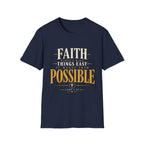 Navy Faith Makes Things Possible Luke 1:37 T-shirt front view
