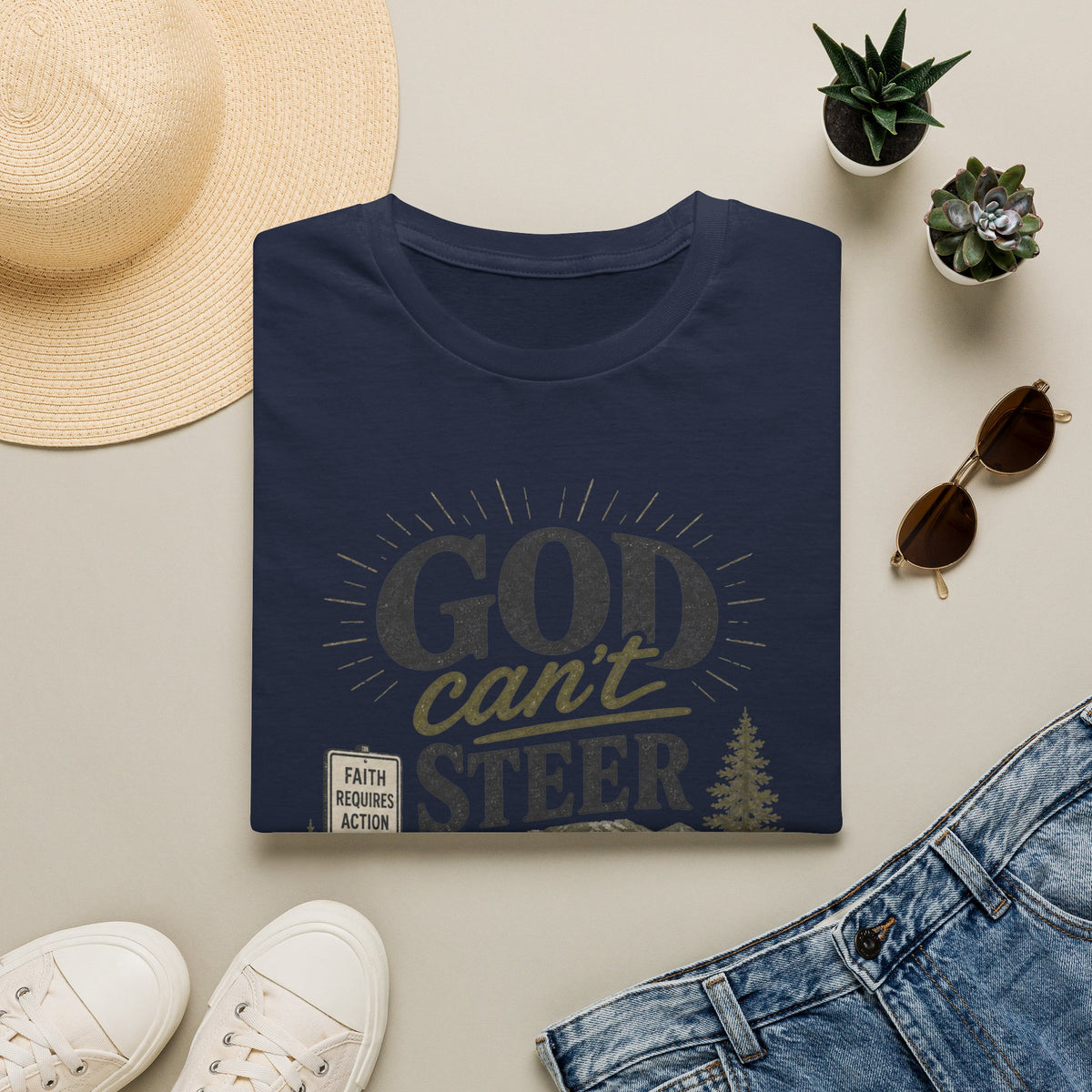 God Can't Steer a Parked Car T-shirt view 7