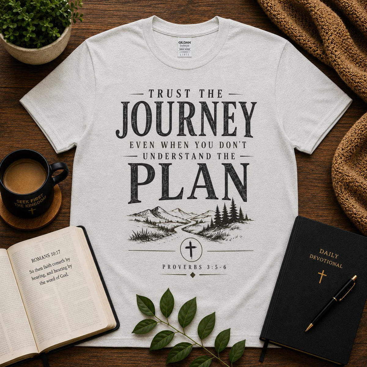 Trust the Journey Christian T-shirt in Ice Grey