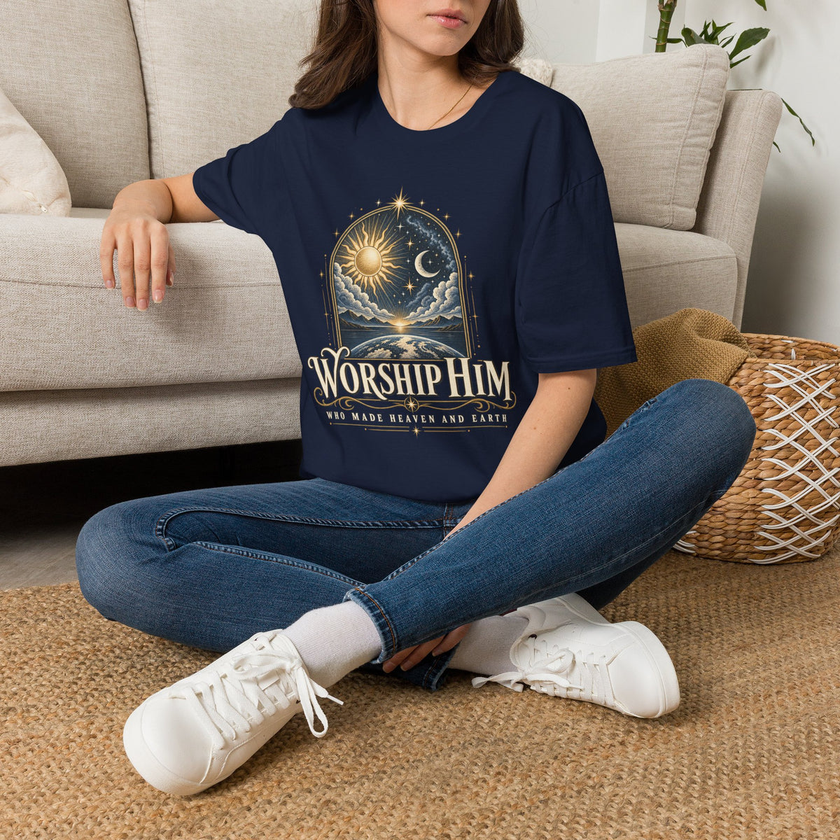 Worship Him Sun and Moon T-Shirt, lifestyle view 5