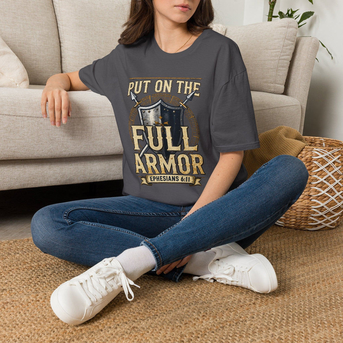Put on the Full Armor Christian T-Shirt Printify mockup 11