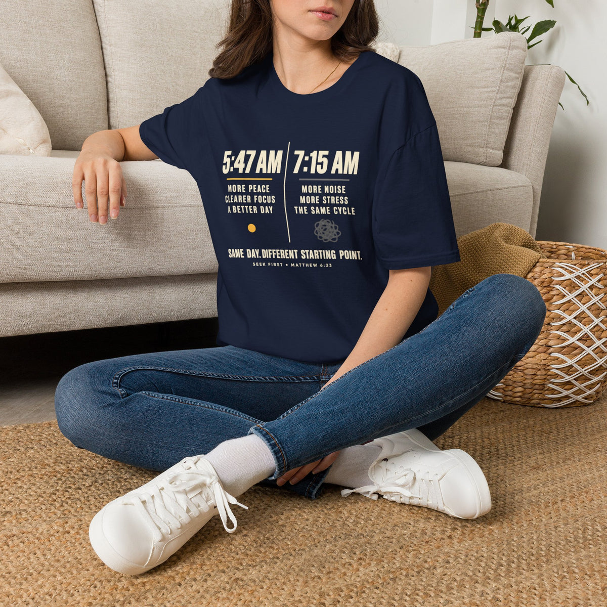 5:47 AM vs 7:15 AM Christian T-Shirt