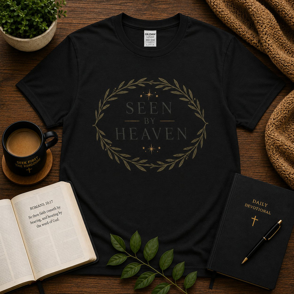 Seen by Heaven Christian T-shirt in Black