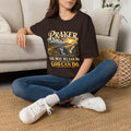 Prayer Is the Difference Christian T-shirt mockup view 2