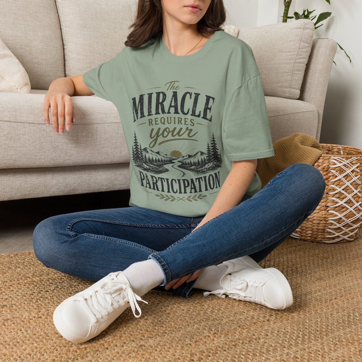 The Miracle Requires Your Participation Christian T-shirt product view 6