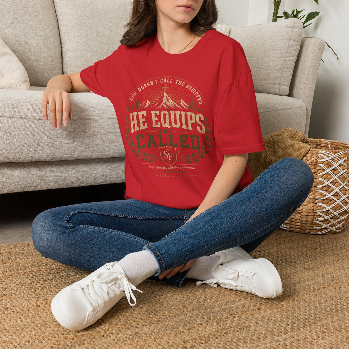 He Equips the Called Christian T-Shirt T-shirt view 2