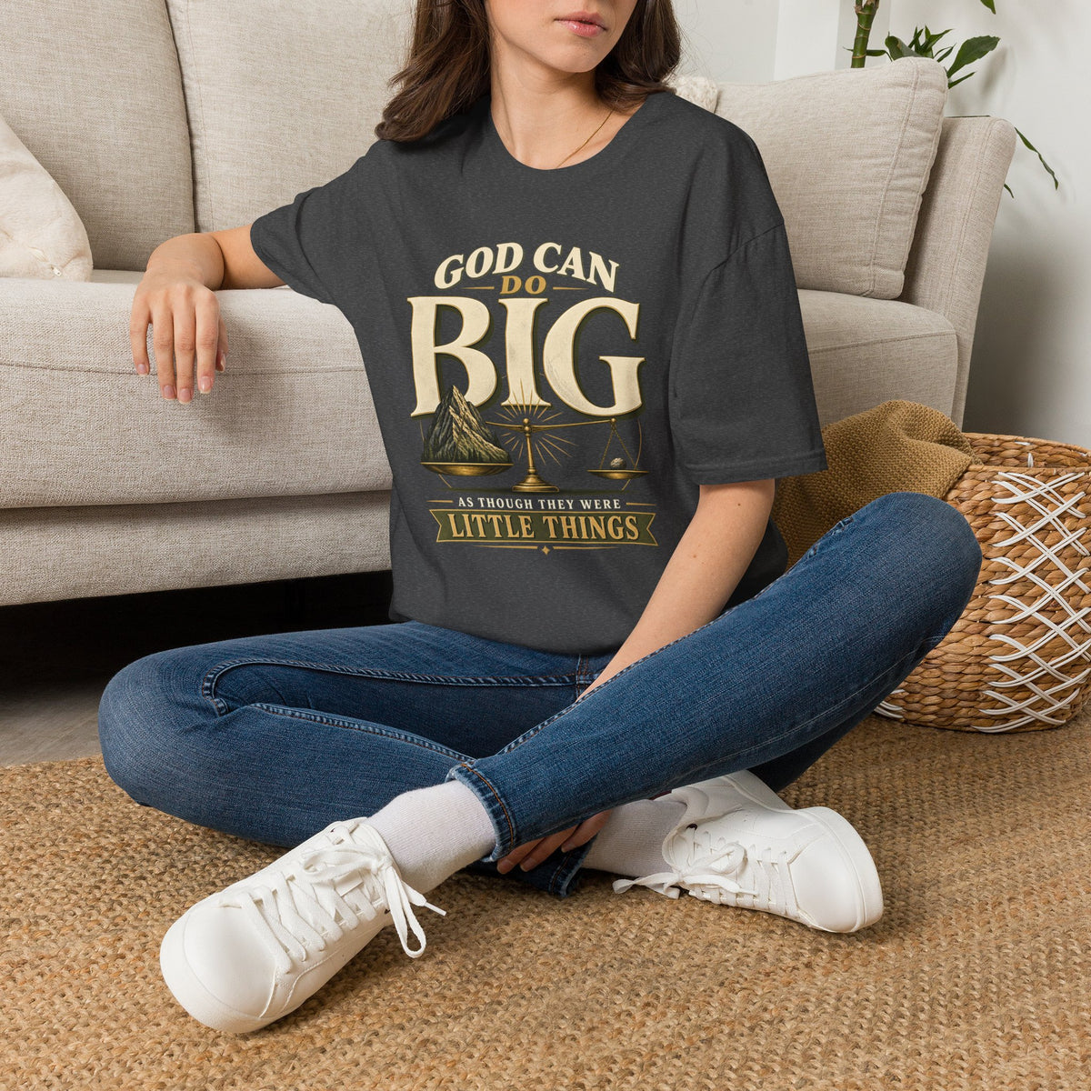 God Can Do Big Christian T-Shirt, lifestyle view 3