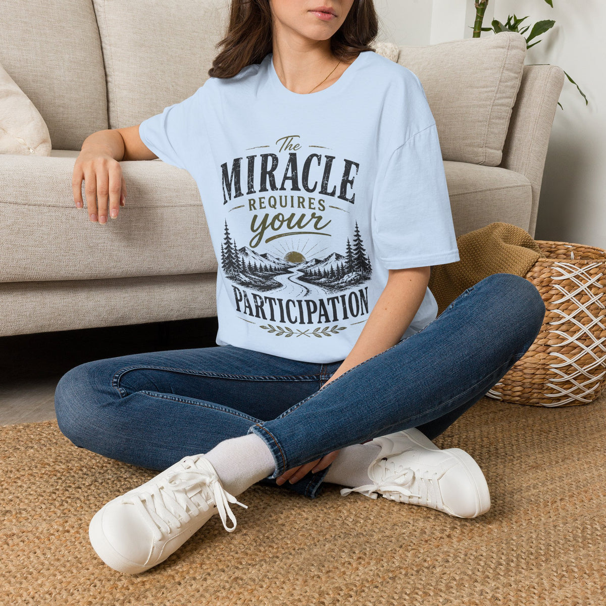 The Miracle Requires Your Participation Christian T-shirt product view 3