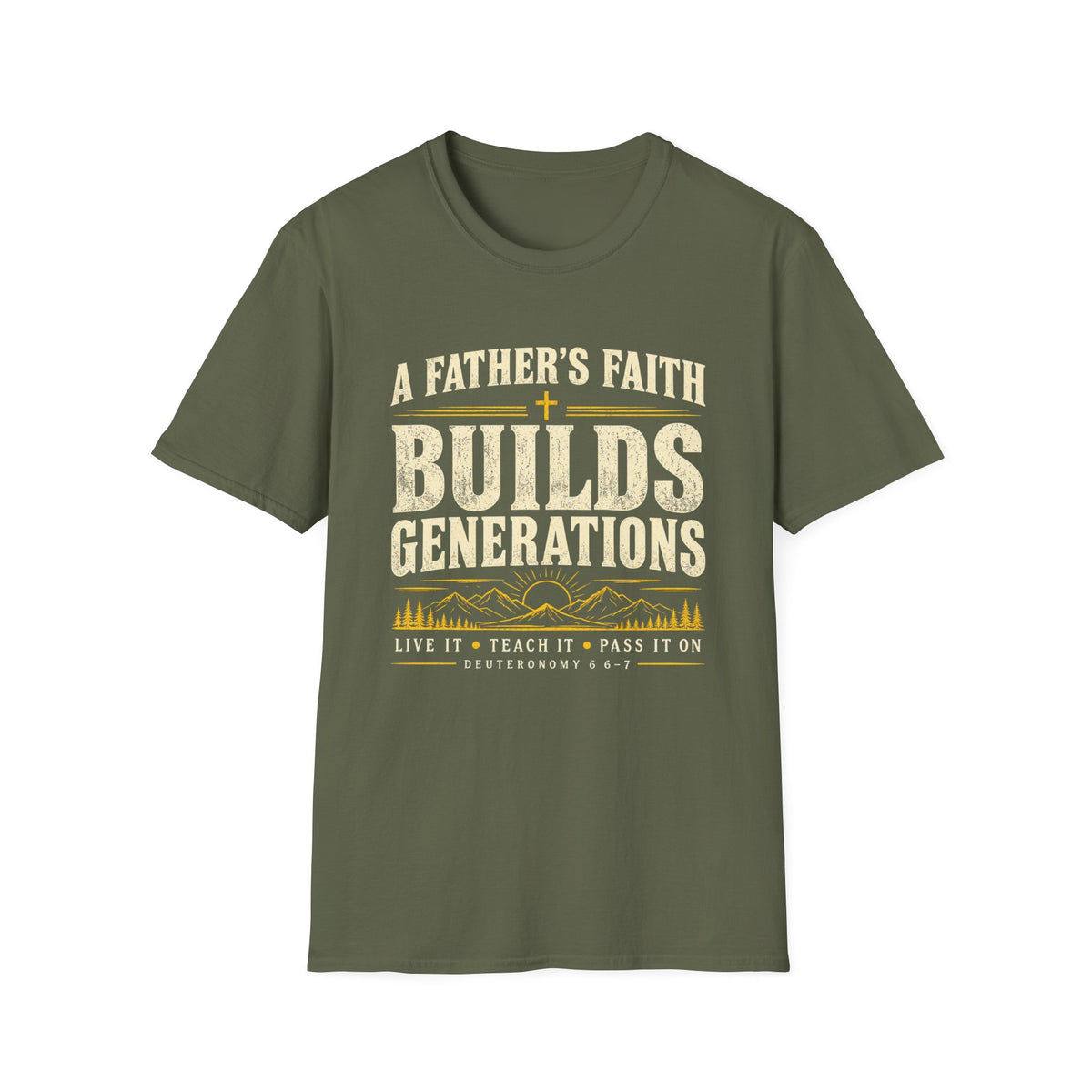 A Father’s Faith Builds Generations Gildan 64000 Christian T-Shirt – Printify product view 3