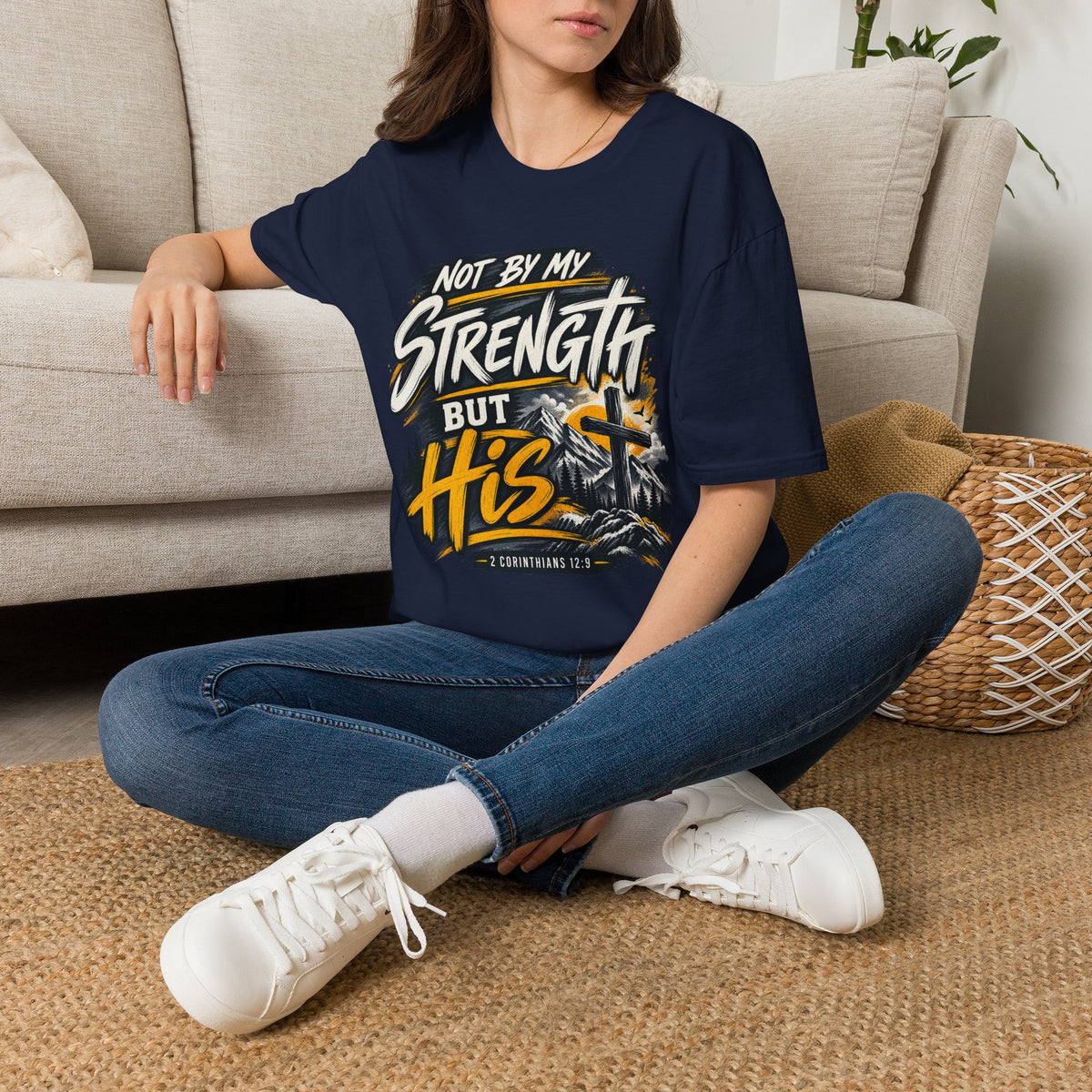 Not By My Strength But His Christian T-Shirt T-shirt view 9