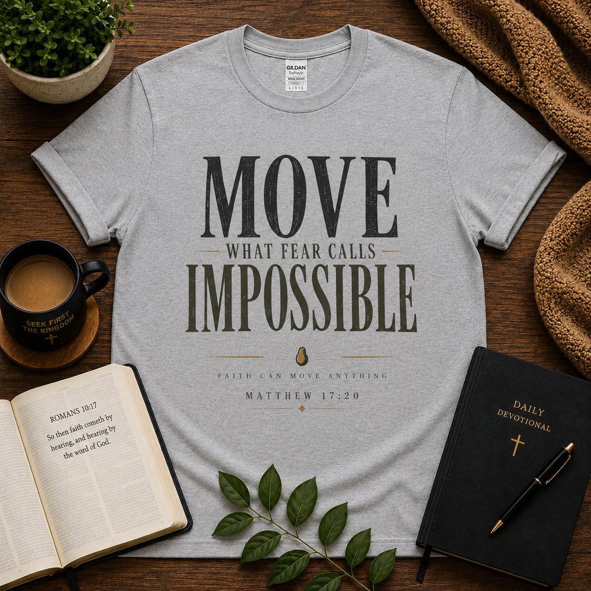 Move What Fear Calls Impossible Christian T-shirt in Sport Grey