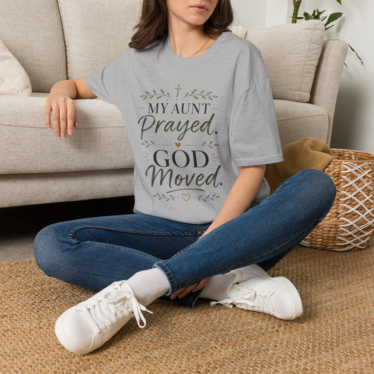 My Aunt Prayed. God Moved. T-shirt view 8