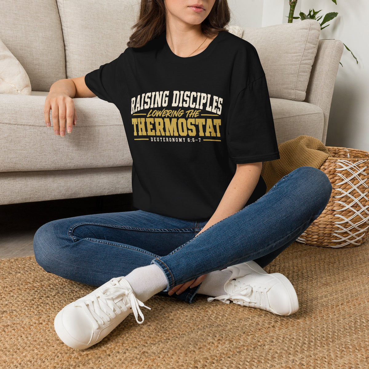 Raising Disciples, Lowering the Thermostat Gildan 64000 Christian T-Shirt – Printify product view 2