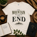The Mountain Was Never the End Christian T-shirt in Sand