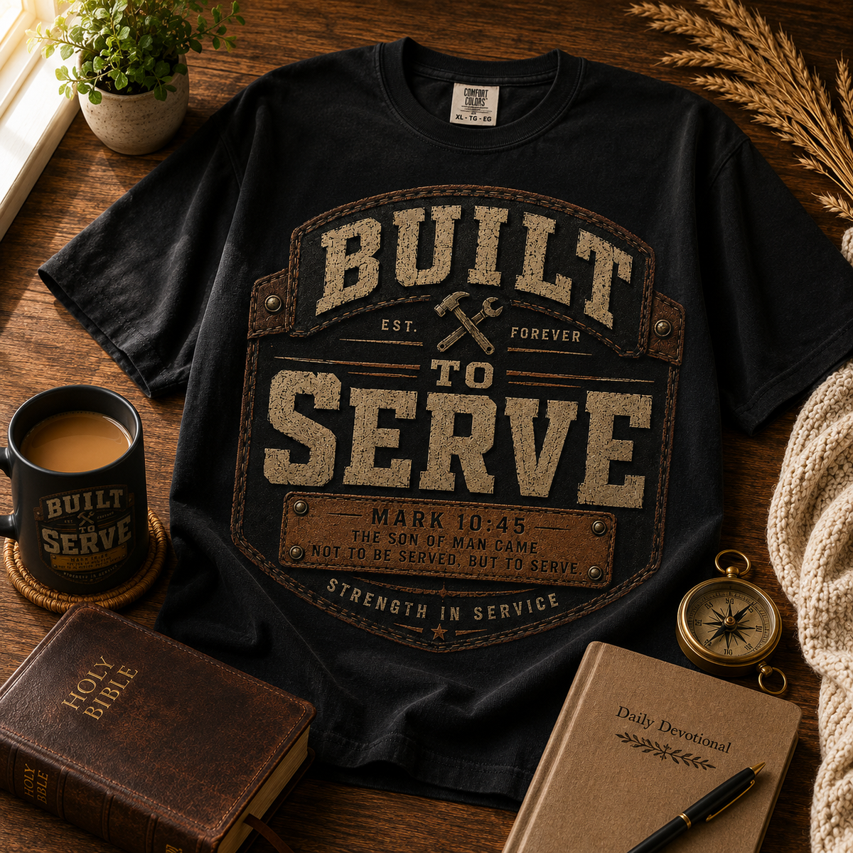 Seek First Built to Serve Shirt Christian T-shirt lifestyle hero image