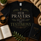 Her Prayers Became My Testimony featured T-shirt image