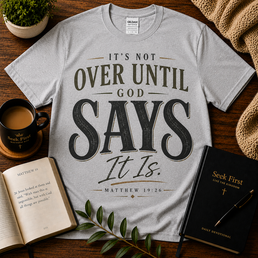 It's Not Over Until God Says It Is featured T-shirt image