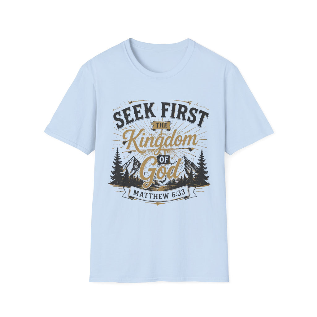 Seek First the Kingdom of God – Matthew 6:33 Christian T-Shirt — product view 15