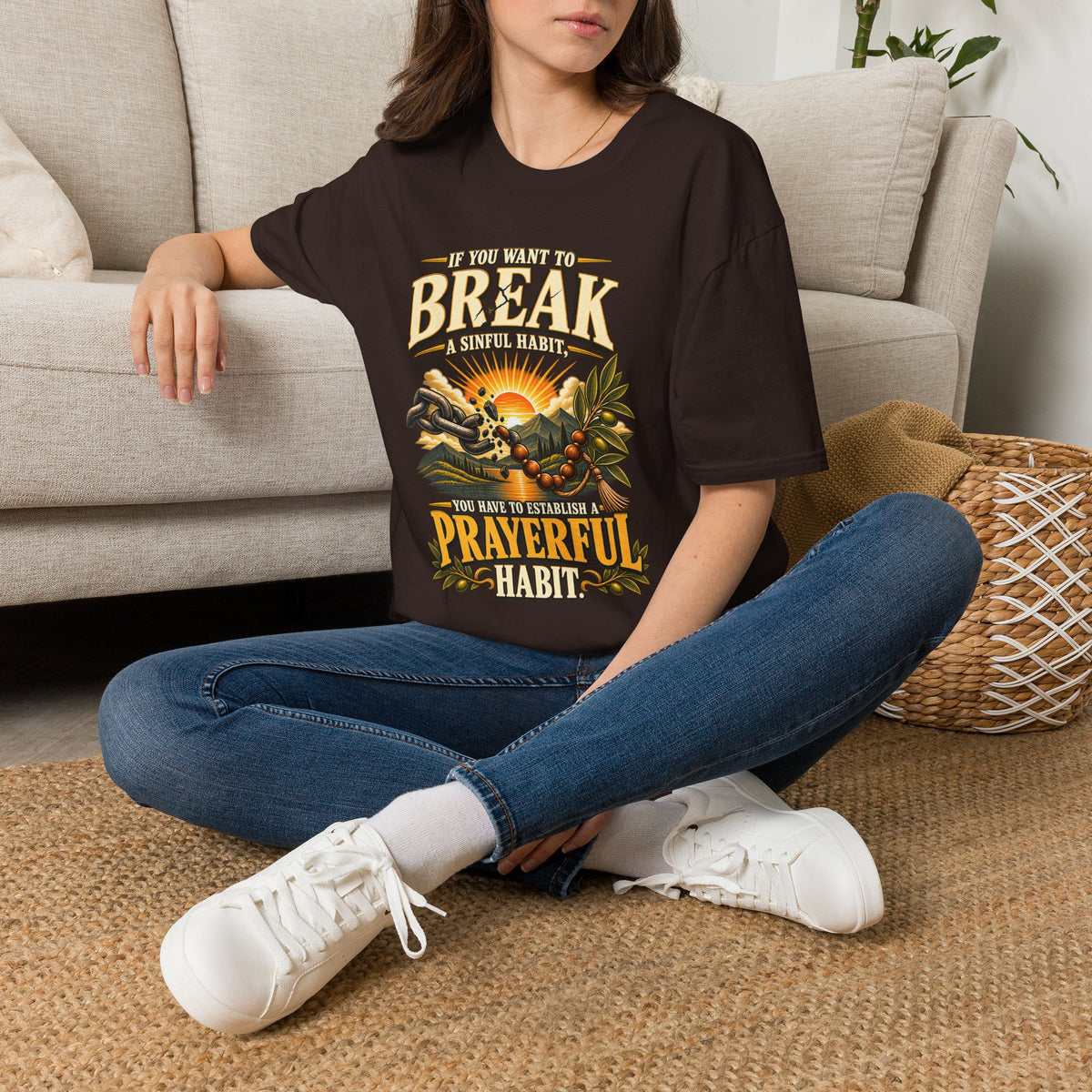 Break Sinful Habits With Prayer Christian T-shirt mockup view 2
