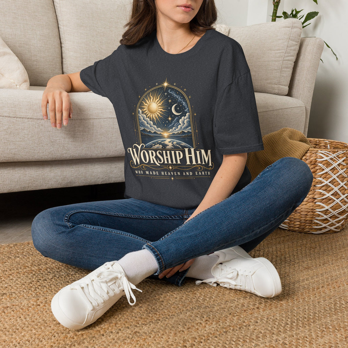 Worship Him Sun and Moon T-Shirt, lifestyle view 4