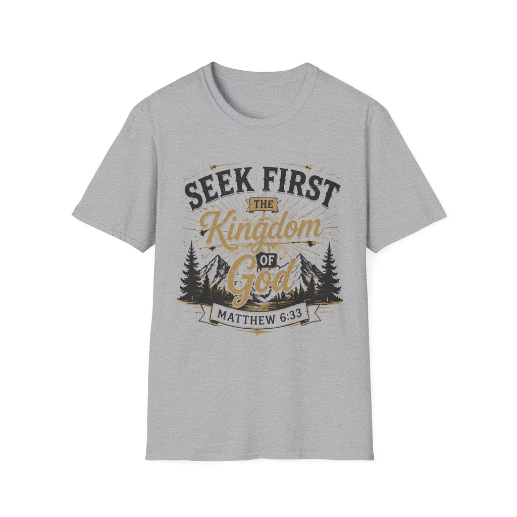 Seek First the Kingdom of God – Matthew 6:33 Christian T-Shirt — product view 17