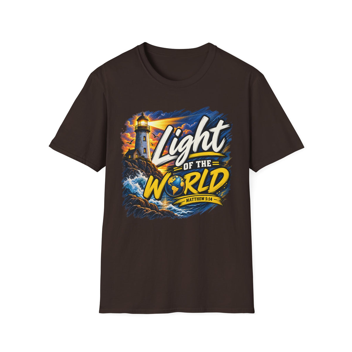 Light of the World T-Shirt — Lighthouse Graphic Christian Tee Printify customer-view image 7