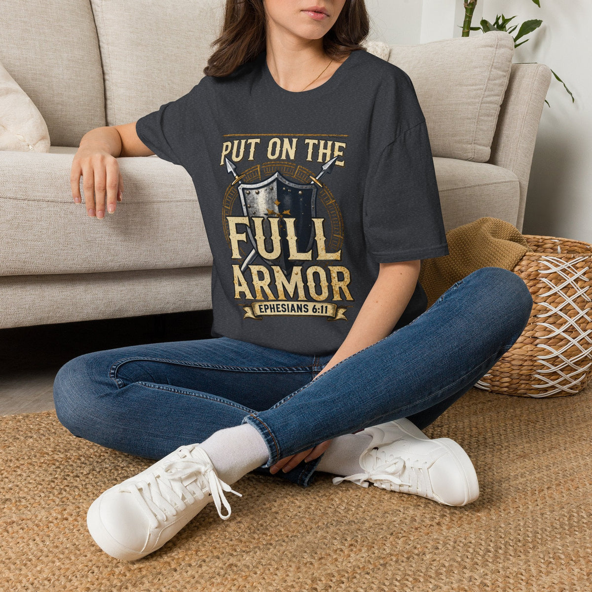 Put on the Full Armor Christian T-Shirt Printify mockup 13