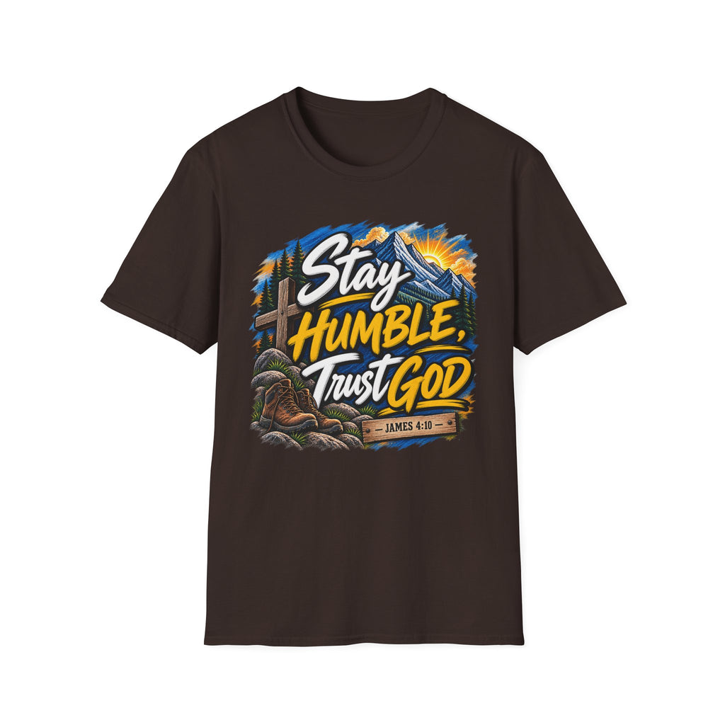 Stay Humble Trust God T-Shirt — Faith-Based Mountain Graphic Tee Printify customer-view image 7