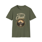 Military Green My Compass Points to Christ Christian T-shirt front view