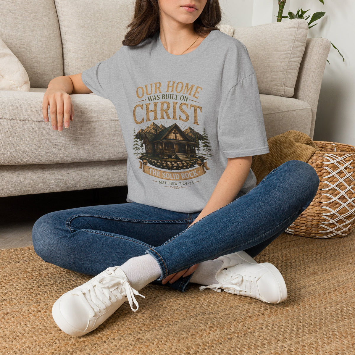 Our Home Was Built on Christ T-shirt view 15