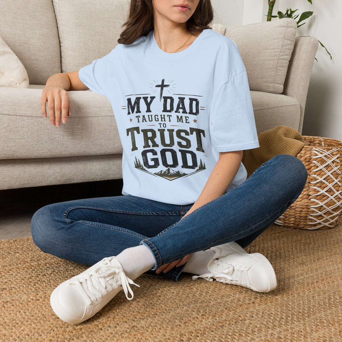 My Dad Taught Me to Trust God Christian T-shirt product view 2