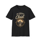 Black My Compass Points to Christ Christian T-shirt front view