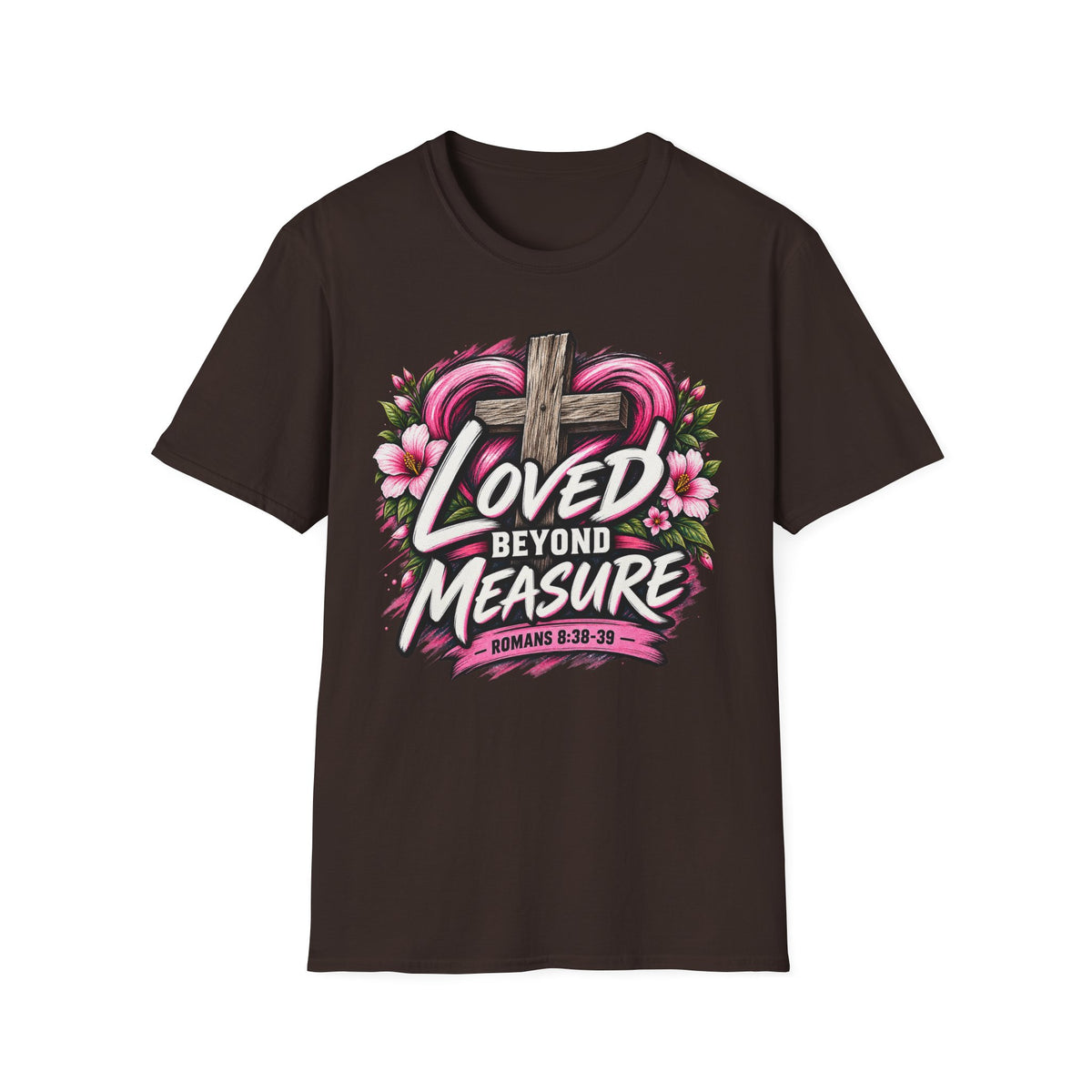 Loved Beyond Measure T-Shirt — Christian Cross Floral Faith Tee Printify customer-view image 10
