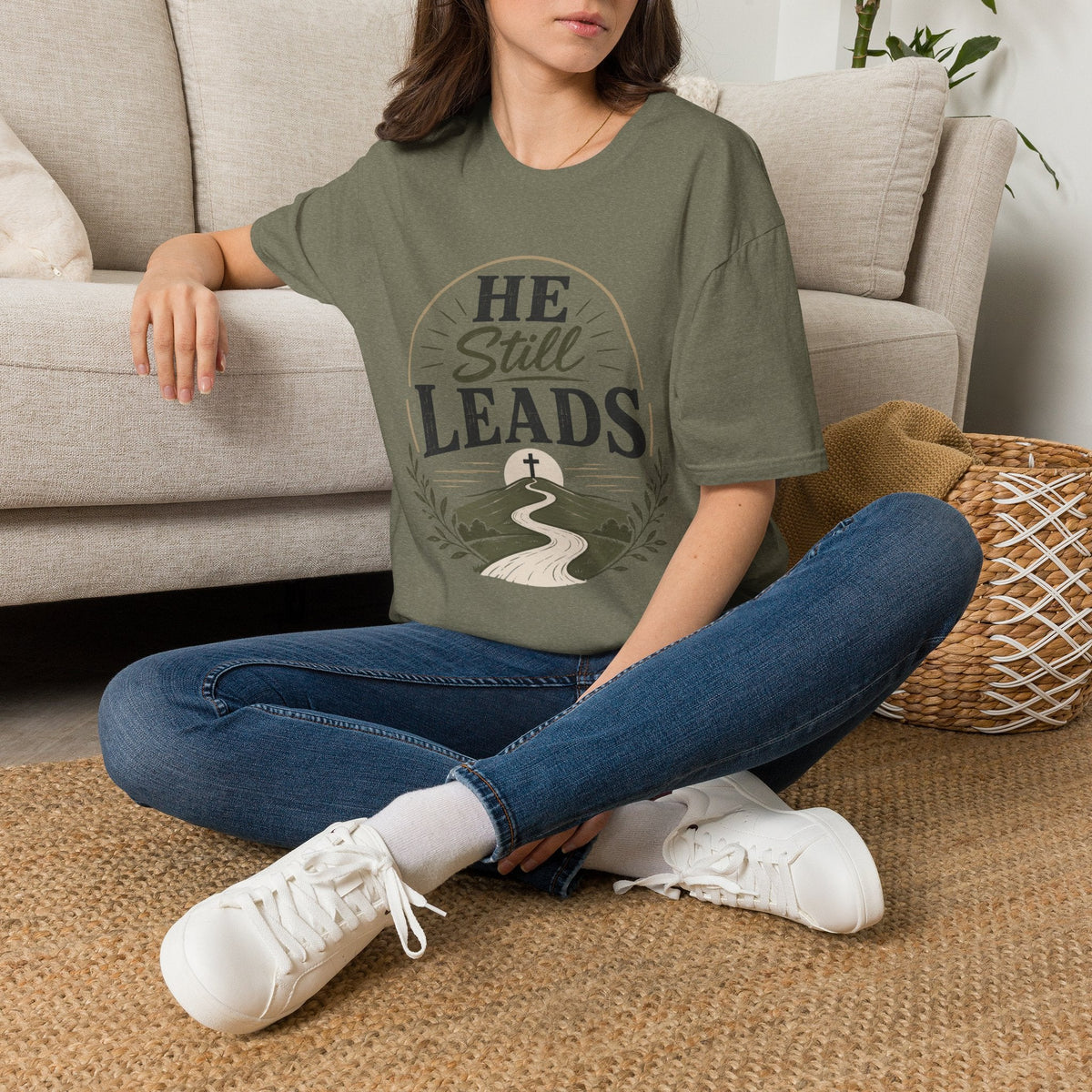 He Still Leads T-Shirt — Christian Faith Graphic Tee Printify product image 20