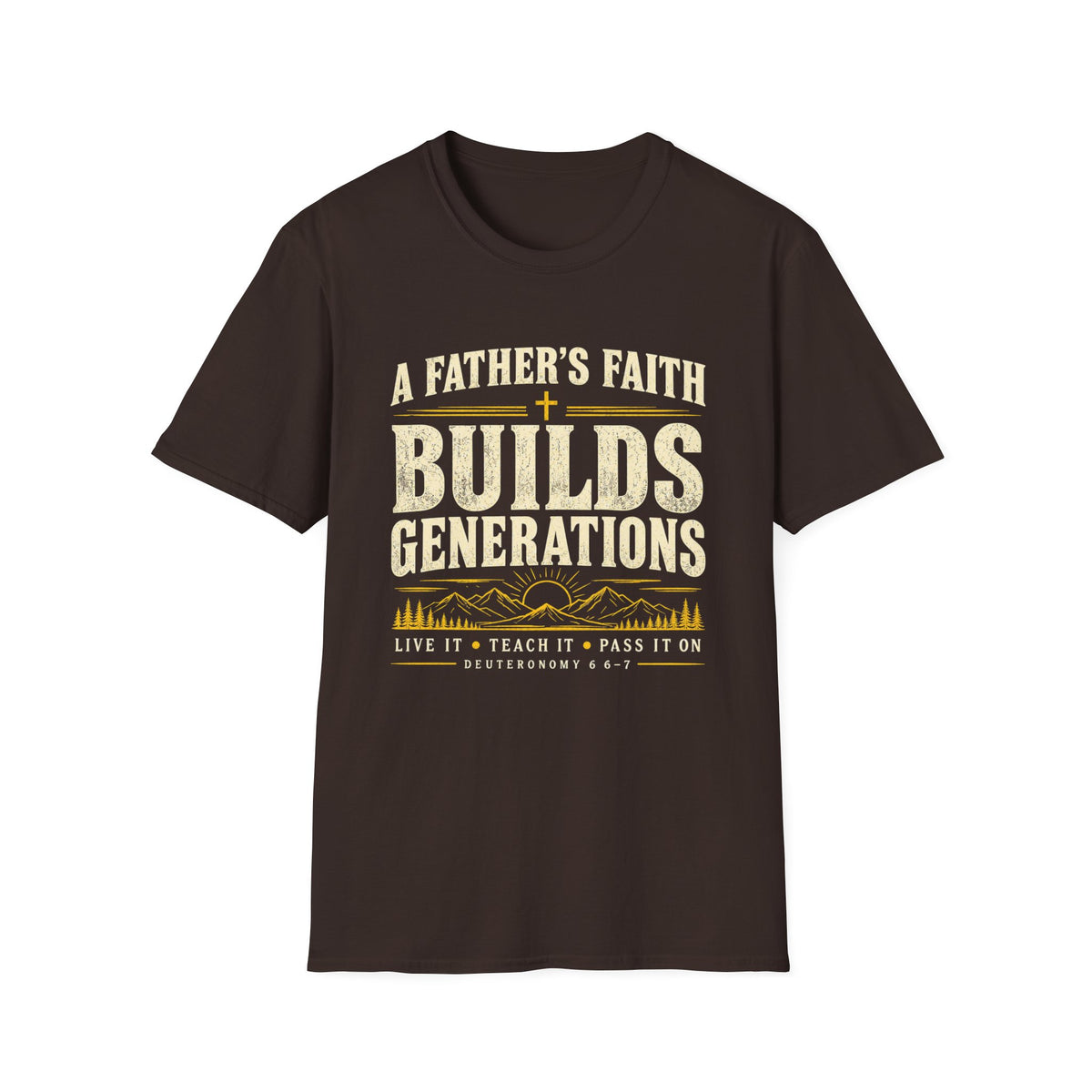 A Father’s Faith Builds Generations Gildan 64000 Christian T-Shirt – Printify product view 2