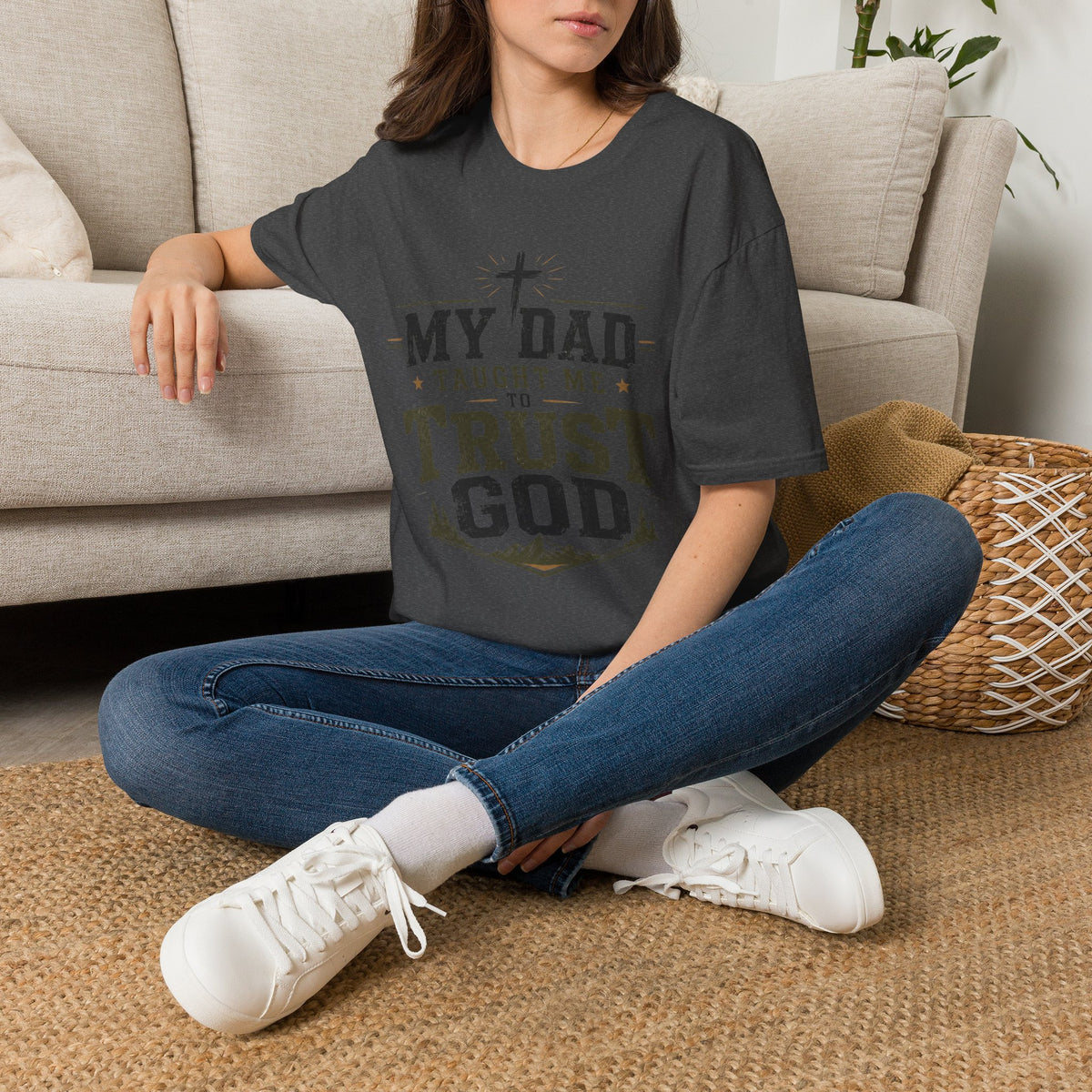 My Dad Taught Me to Trust God Christian T-shirt product view 5