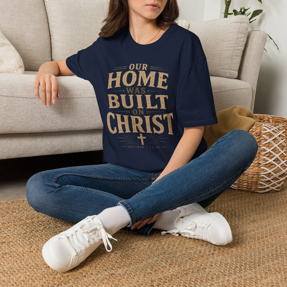 Our Home Was Built on Christ T-shirt view 8