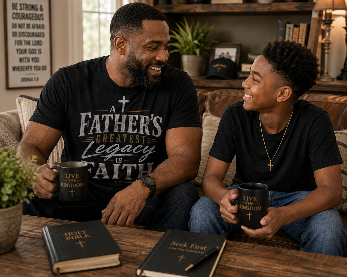 A Father's Greatest Legacy Is Faith T-shirt view 3