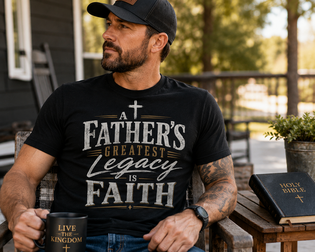 A Father's Greatest Legacy Is Faith T-shirt view 2