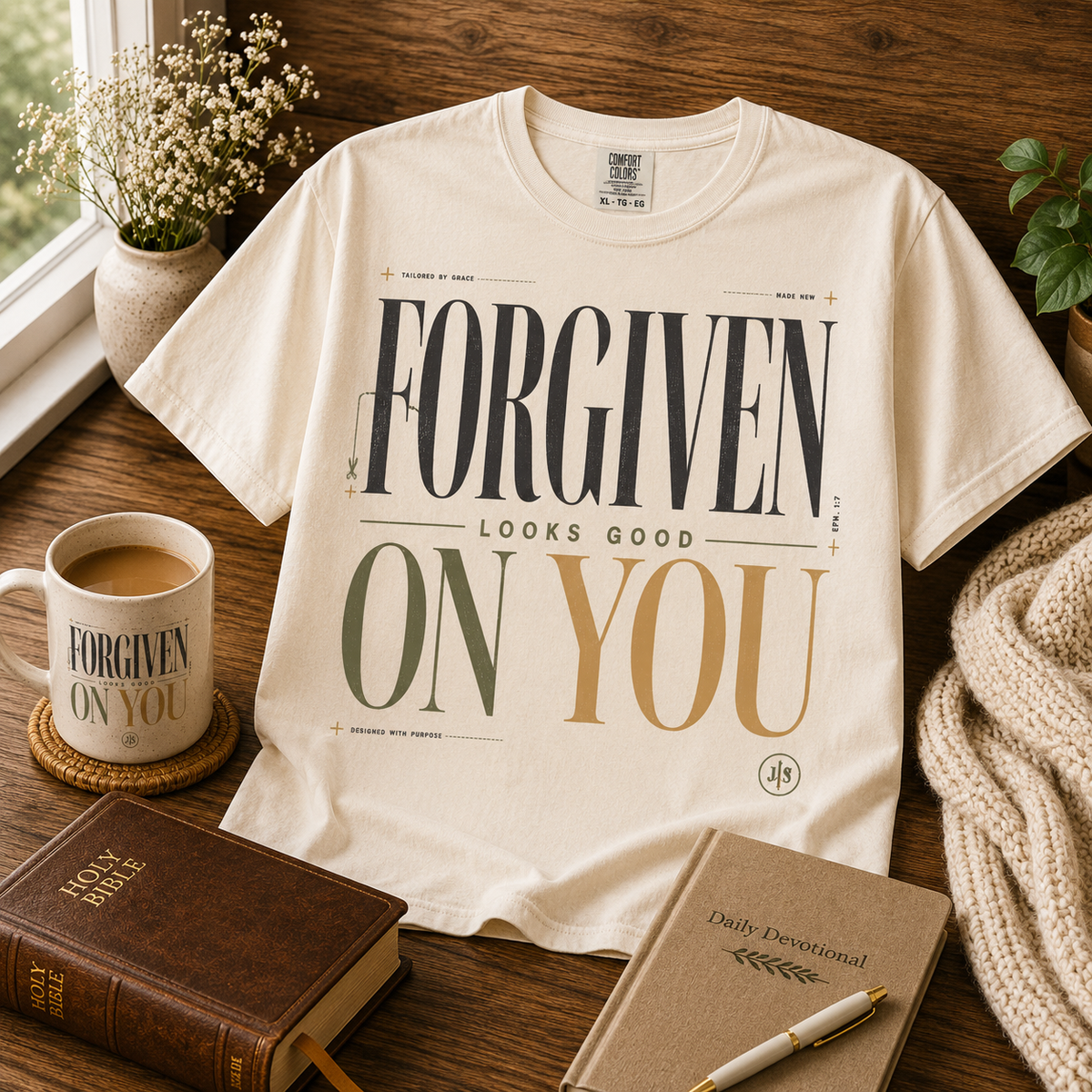 Forgiven Looks Good on You™ Christian T-Shirt — featured product image