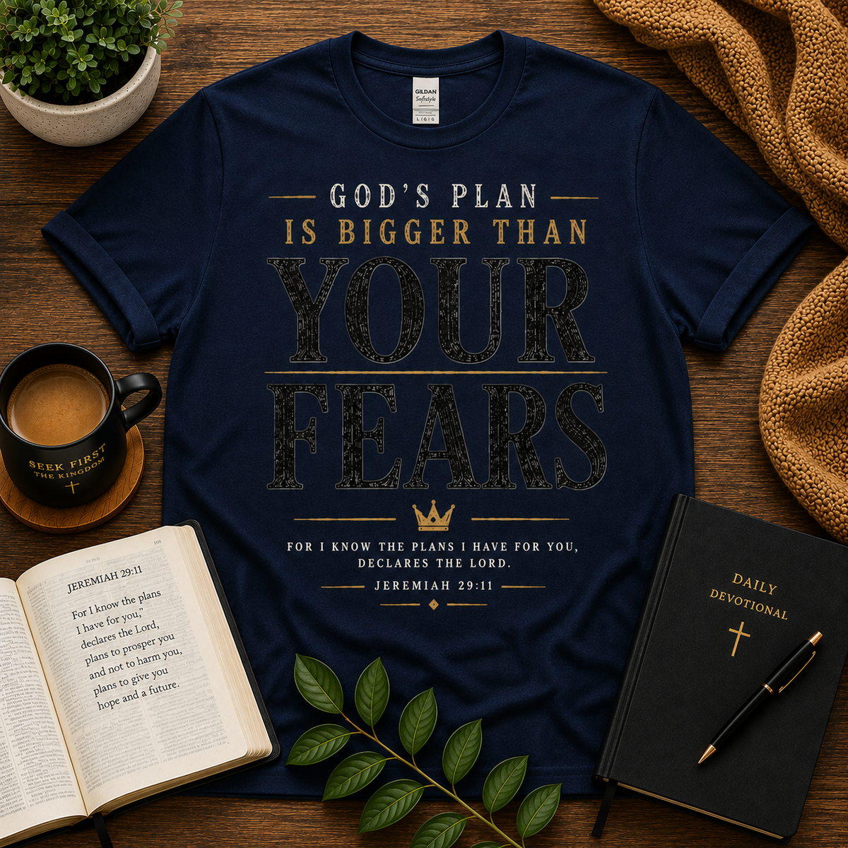 Seek First God’s Plan Is Bigger Than Your Fears Christian T-shirt lifestyle hero image