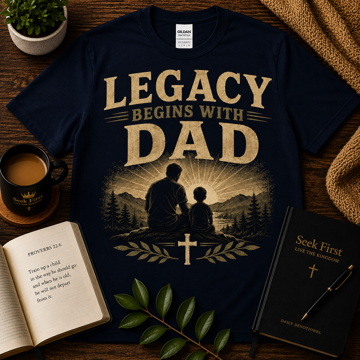 Seek First Legacy Begins With Dad Christian T-Shirt Christian T-shirt lifestyle hero image