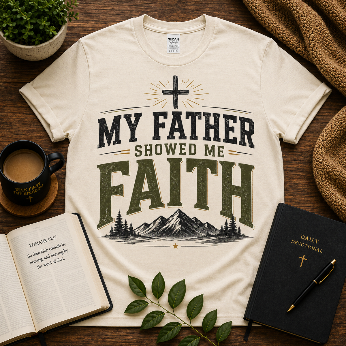 Seek First My Father Showed Me Faith Christian T-shirt lifestyle hero image