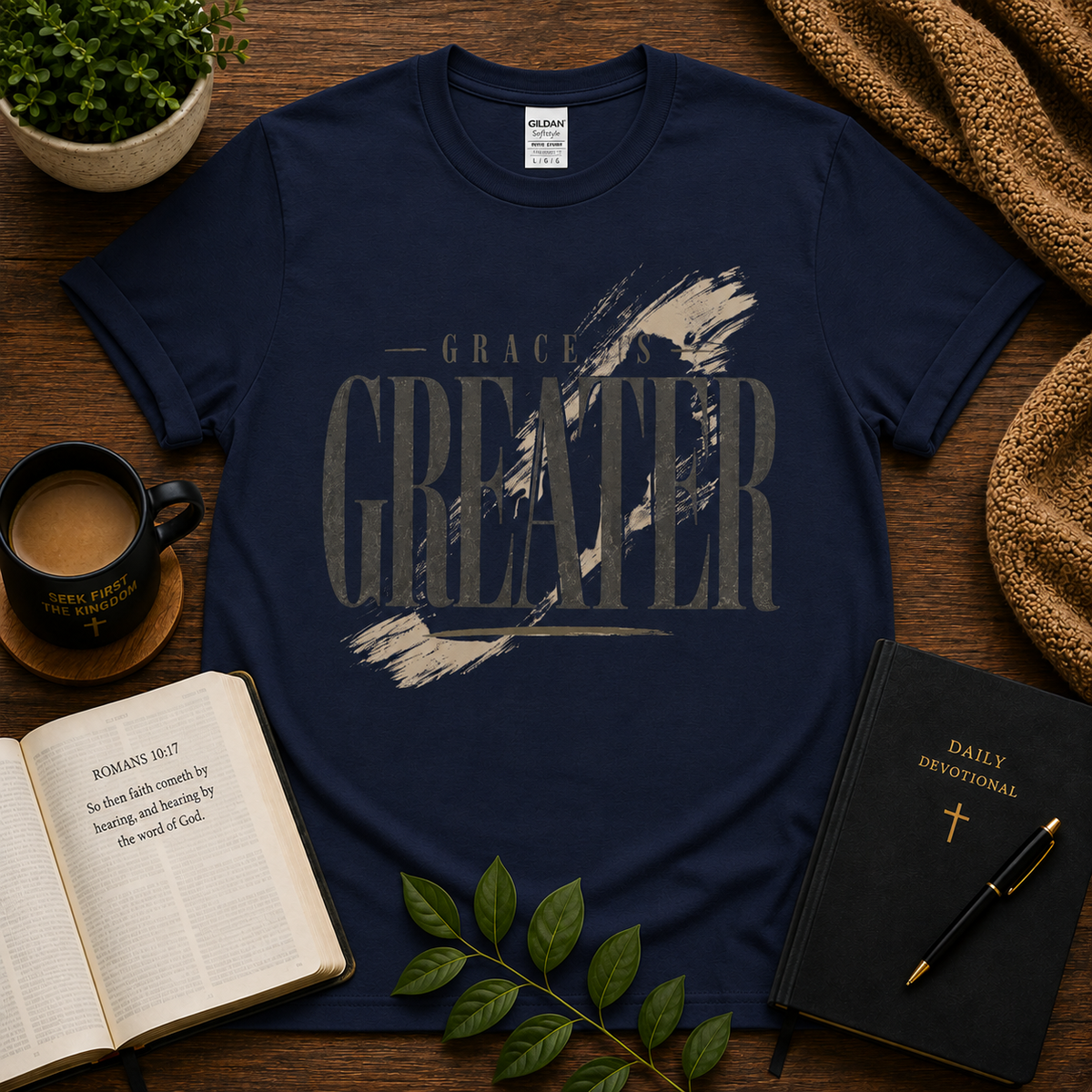 Grace Is Greater Christian T-shirt lifestyle hero image