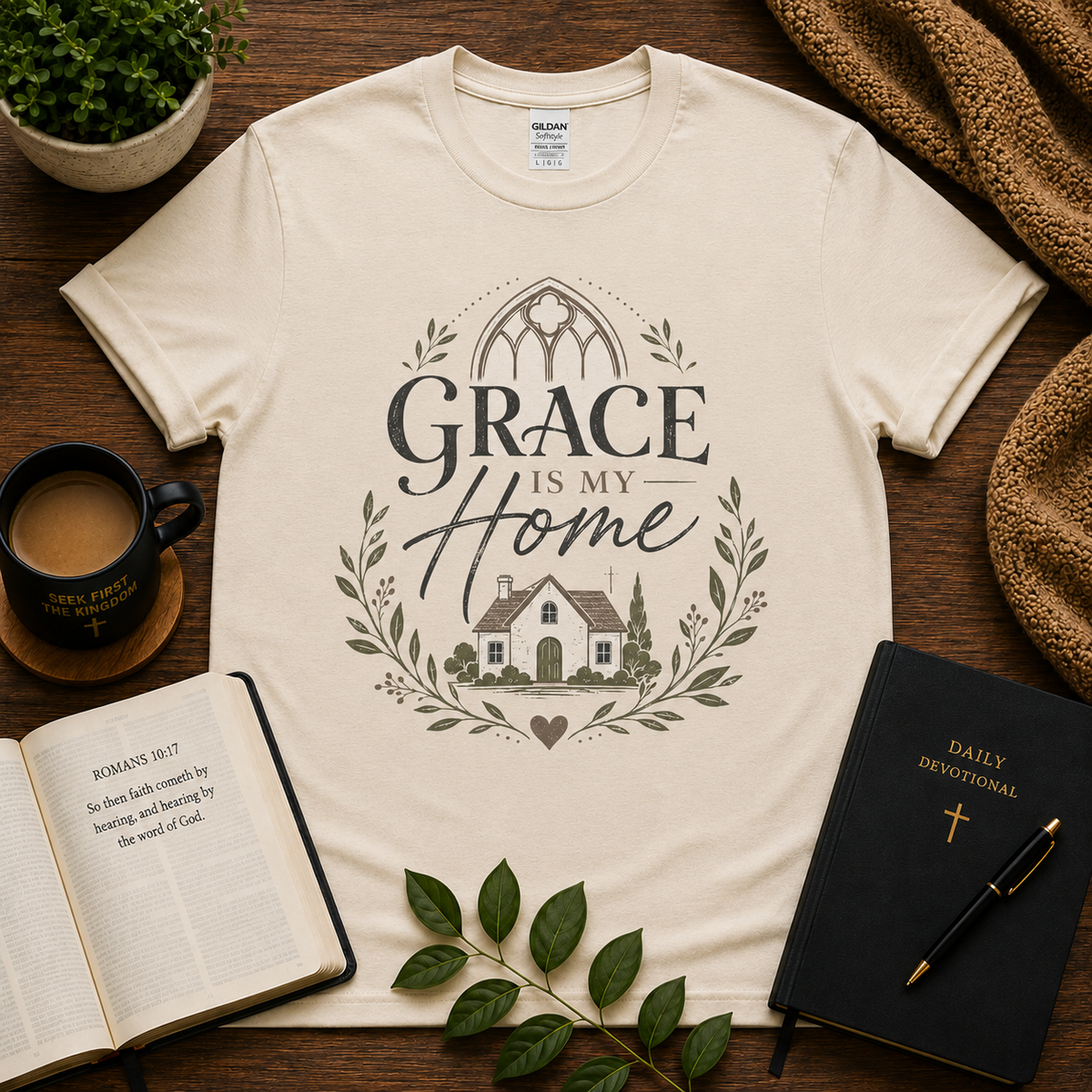 Grace Is My Home Christian T-shirt lifestyle hero image