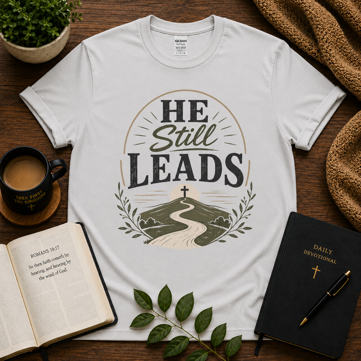 He Still Leads Christian T-shirt hero image